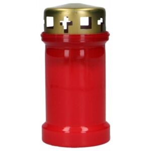 Kaars Grafkaars - vergulde deksel - rood - zonder afbeelding