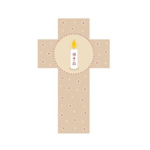 Kruisbeeld kaars in beige 12 cm