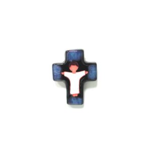Kruisje Keramiek 10.5 X 8 cm Jezus wit/donkerblauw