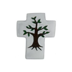Kruisje Keramiek 12 X 10 cm Wit - Levensboom