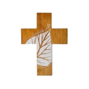 Kruisje Laudato Si - Hout/wit 11x8cm