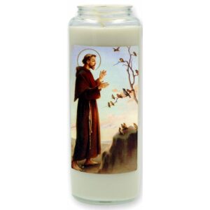 Noveenkaars in glas / wit / H Franciscus