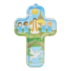 Wiegekruis - 13 X 9 cm Kerk / kinderen / duif
