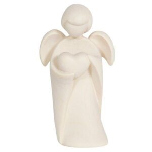 Engel met hart - houtsnij/natuur - 7,5cm