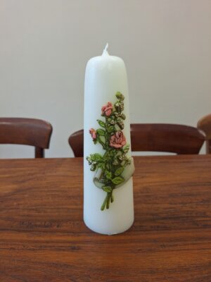 Kaars Bloemen - Wasreliëf - 25 cm