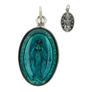 Medaille 21 mm Maria Wonderbare Email blauw